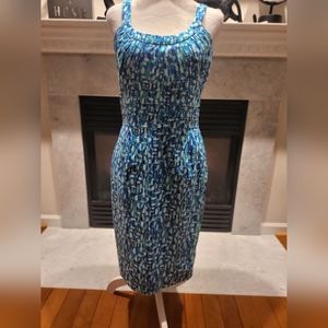Calvin Klein Blue Patterned Midi Dress